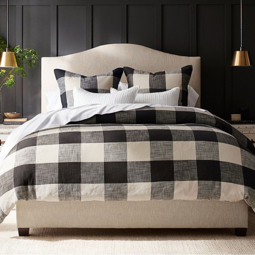 Pottery Barn Plaid Black and White Bedding Set